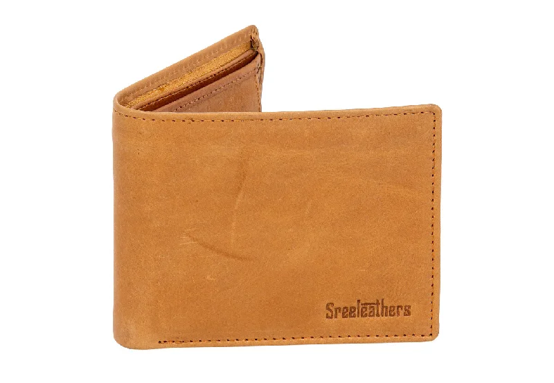 Cheap men wallets with brand-trifold men wallets -MENS LEATHER WALLET 95424 (CAMEL)