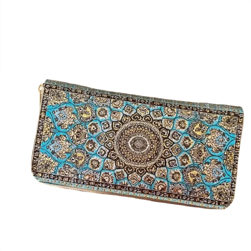 Wallets for urban style-Personalized keychains with unique designs-Cerem Turkish Fabric Wallet In Blue