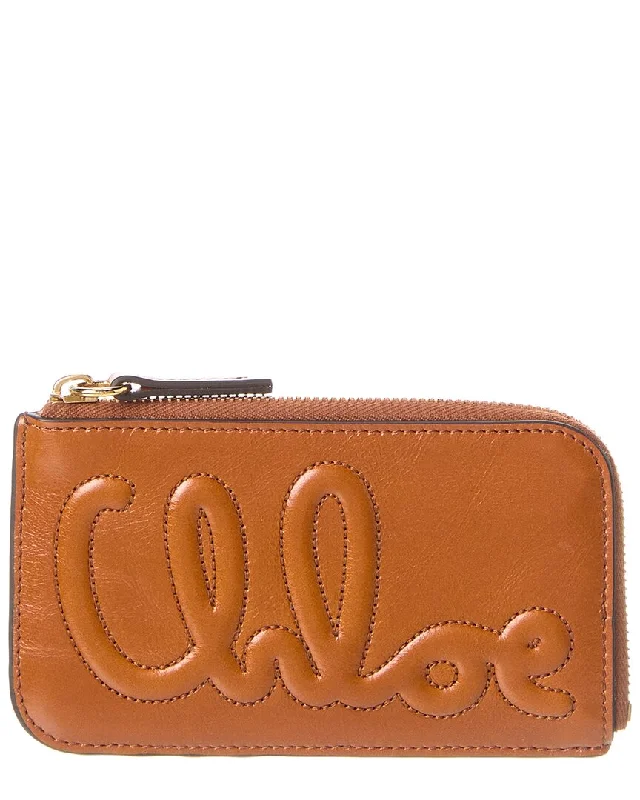 Wallets for everyday style-Travel wallets for passports-Chloe Logo Leather Card Case