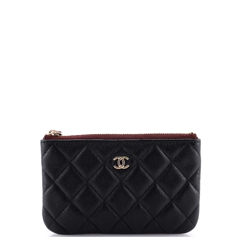 Keychains with luxury finish-Wallets for business use-Classic O Case Pouch Quilted Caviar Mini