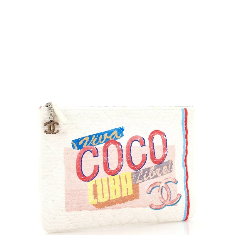 Wallets for stylish travelers-Leather wallets for travel with zipper-Coco Cuba Pouch Quilted Printed Canvas Small