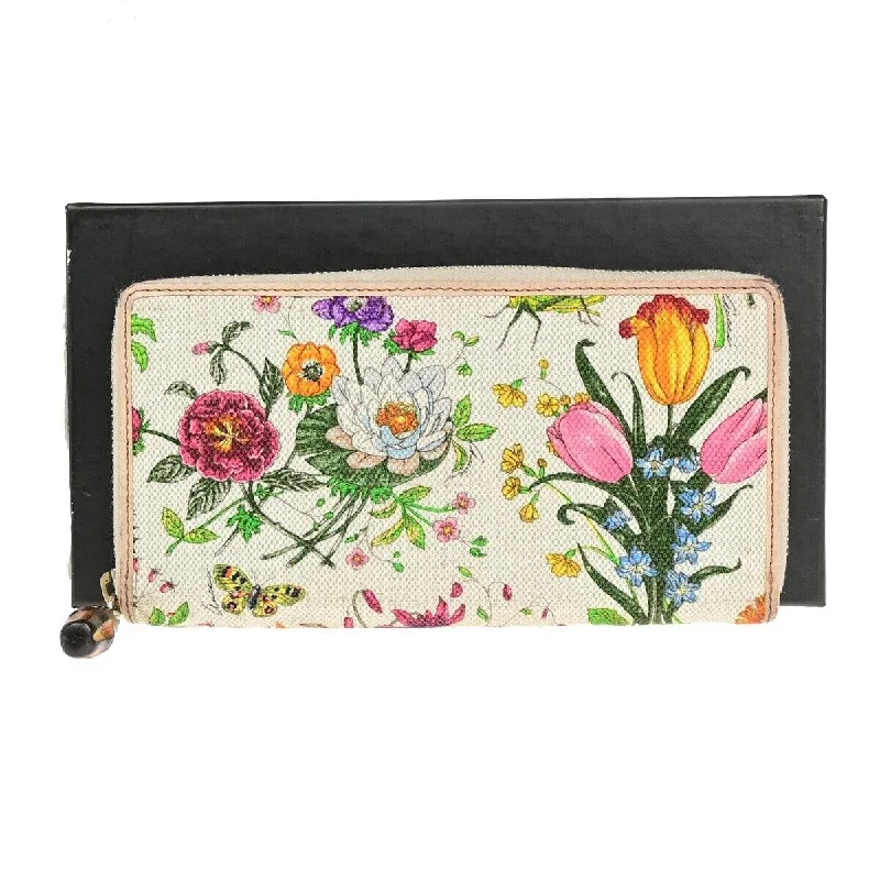 Keychains with bold design-Personalized keychains for home-Gucci Floral  Canvas Wallet  (Pre-Owned)