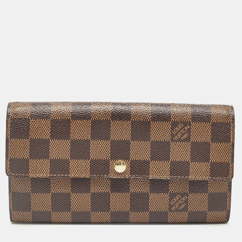 Designer wallets sale-Keychains for office use-Louis Vuitton Damier Ebene Canvas Sarah Wallet