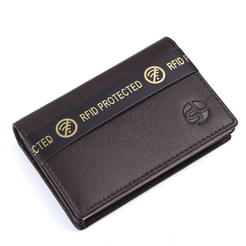 Affordable men wallets with RFID-men's wallets with secret storage -MENS LEATHER RFID CARD HOLDER 54110