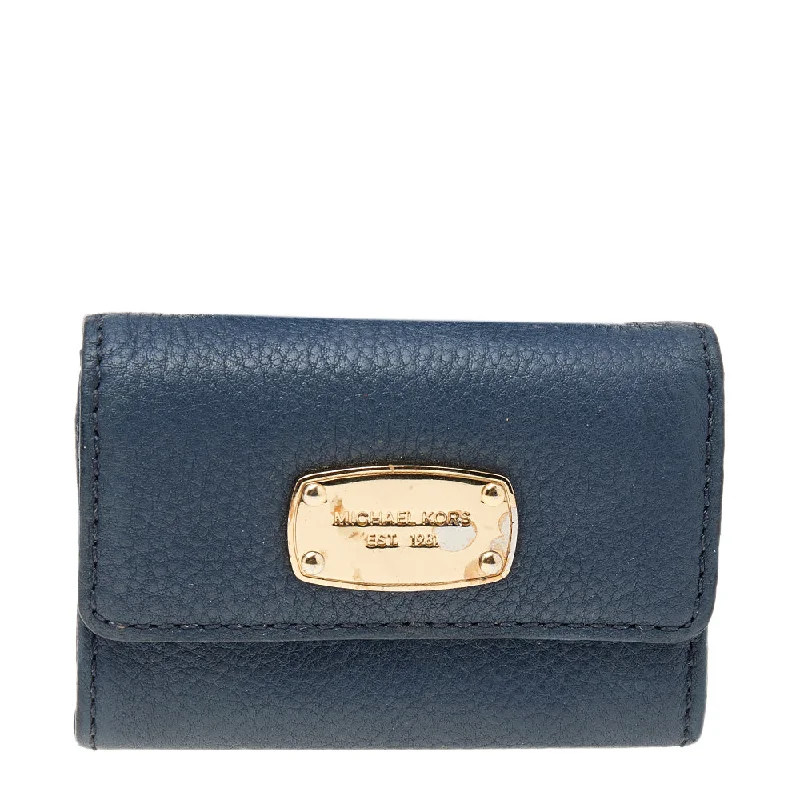 Keychains with modern texture-Fabric wallets for women-Michael Kors Blue Leather Wallet