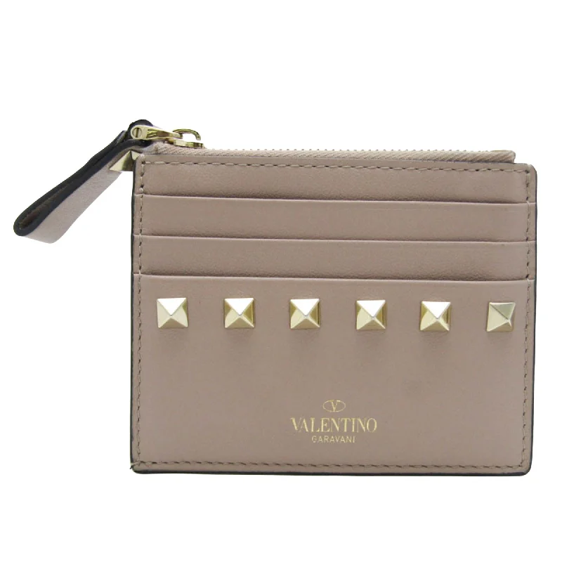 Wallets for holiday gifts-Simple wallets for men-Valentino Garavani Rockstud  Leather Wallet  (Pre-Owned)