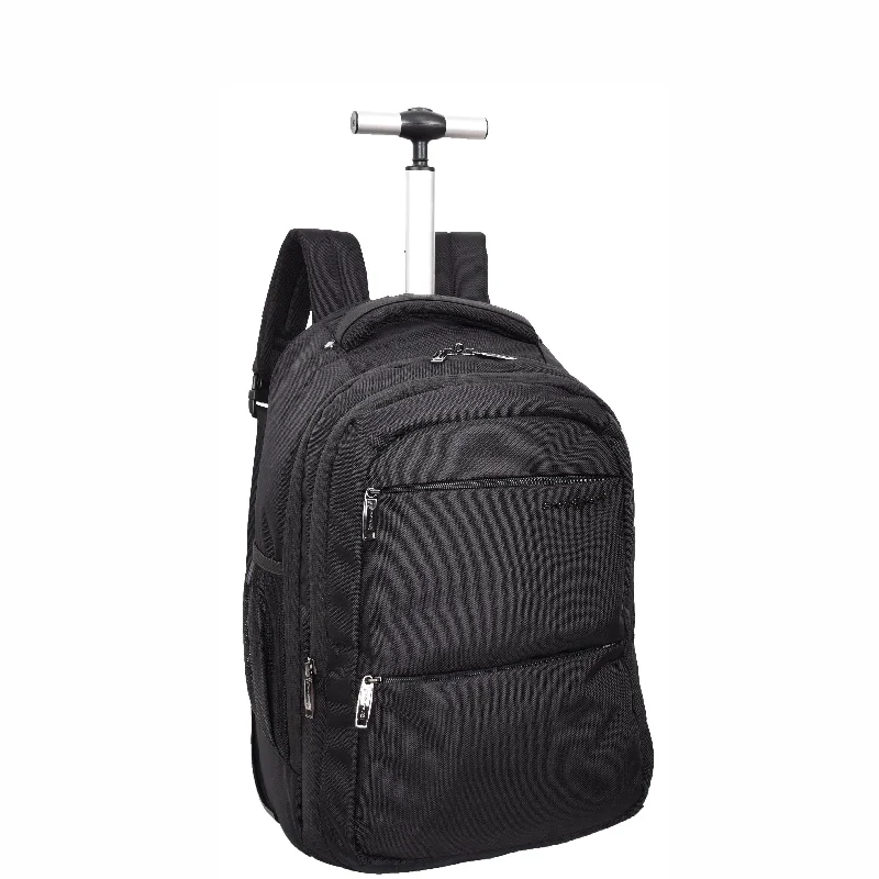 Backpack for fast-paced travel-backpack for school with lots of pockets-Cabin Backpack Wheels Hiking Camping Telescopic Handle CruiseMate Black