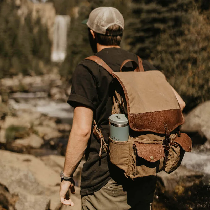 Backpack with breathable fabric-anti-theft backpack with lock-Campaign Waxed Canvas Backpack