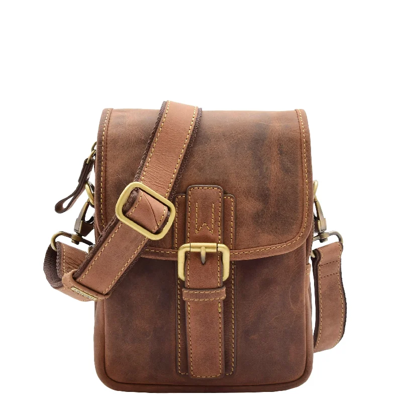 Crossbody with snap closure-Mens Trendy Smart Crossbody Bag Genuine Leather Messenger Lucas Tan