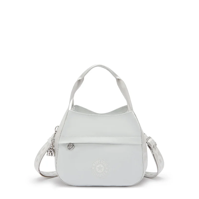 Bag with front zipper-Kipling Bahar Satin Shoulder Bag - Silver Night