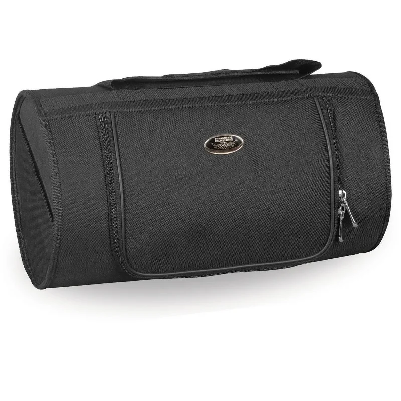 Bag for adventure-Milwaukee Leather MP8175 Medium Black Motorcycle Textile Roll Top Bag with Zipper Closure