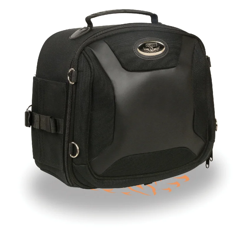 Bag with chest strap-Milwaukee Leather MP8190 Small Black 'Sporty' Motorcycle Textile and PVC Sissy Bar Rack Bag