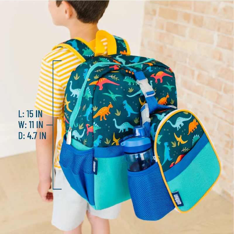 Backpack with waterproof pockets-waterproof backpack for outdoor activities-Wildkin Vegan Clip-in Lunch Box+Pack It All 15" Backpack Set