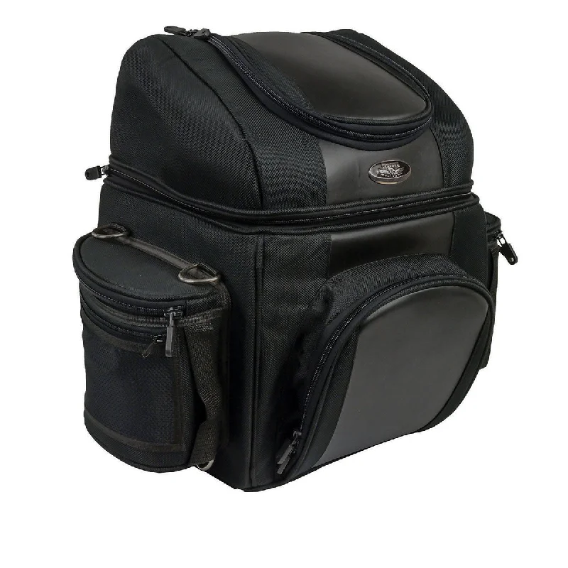 Bag for festivals-Milwaukee Leather SH682 Black Medium Motorcycle Textile Sissy Bar Travel Bag