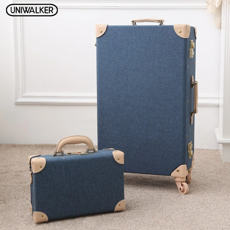 Suitcase for study gear-small suitcase for business trips-12" Mens Travel Valise 20" - 26"  Women Vintage 2Pcs Luggage Sets Oxford Carry On Suitcase With