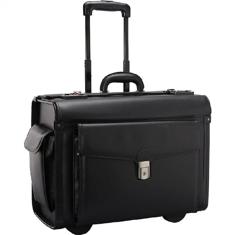 Suitcase with fun patterns-soft side suitcase-Mancini Leather Goods Wheeled Catalog Case Black