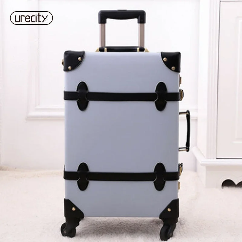 Suitcase for cold kits-cabin carry-on suitcase-2018 New Rolling Travel Luggage Spinner Retro Pu Genuine Leather Luggage Set High Quality 3