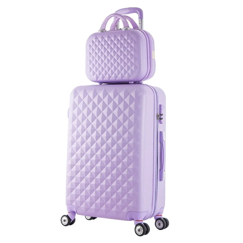 Suitcase with cool tones-durable suitcase for business travel-2019 New Hot Sale Diamond Lines Trolley Suitcase Set/Travell Case Luggage/Pull Rod Trunk Rolling