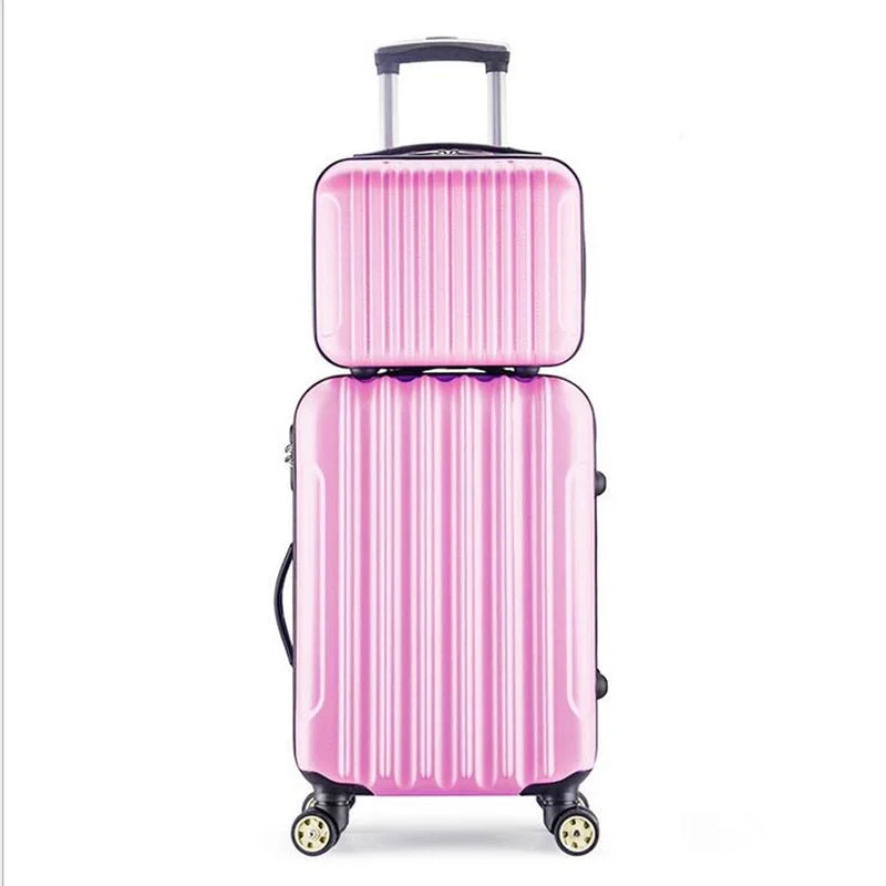 Suitcase for beach outings-smart business suitcase-2Pes/Set Luggage Bag 14"+24"  Travel Suit Case Tas Lock Carry On Vintage Trolley For Women Men