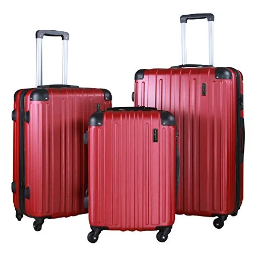 Suitcase with mesh shell-stylish business luggage-3 Pc Luggage Set Durable Lightweight Spinner Suitecase Lug3 1602 Red