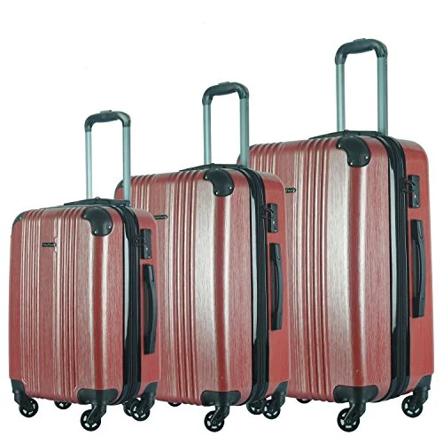 Suitcase with dry seams-smart suitcase for digital travelers-3 Pc Luggage Set Durable Lightweight Spinner Suitecase Lug3 6111 Red