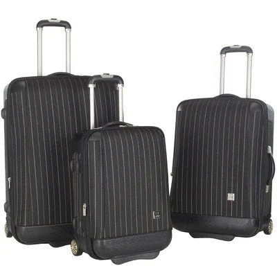 Suitcase for bike kits-affordable suitcase for travel-3-Pc Oneonta Luggage Set In Black