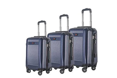 Suitcase for yoga essentials-durable travel bag suitcase-3-Piece Hardside Spinner Expandable Suitcase Set #906 (Navy)