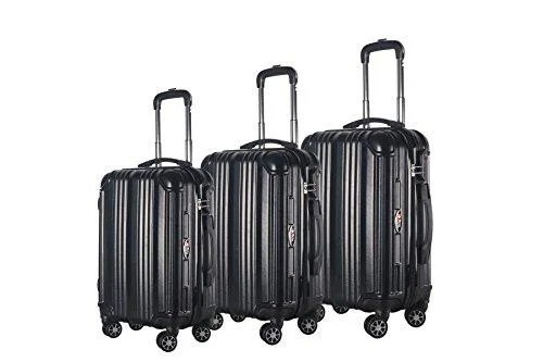 Suitcase with airy shell-kids cabin luggage-3-Piece Hardside Spinner Expandable Suitcase Set #951 (Black)