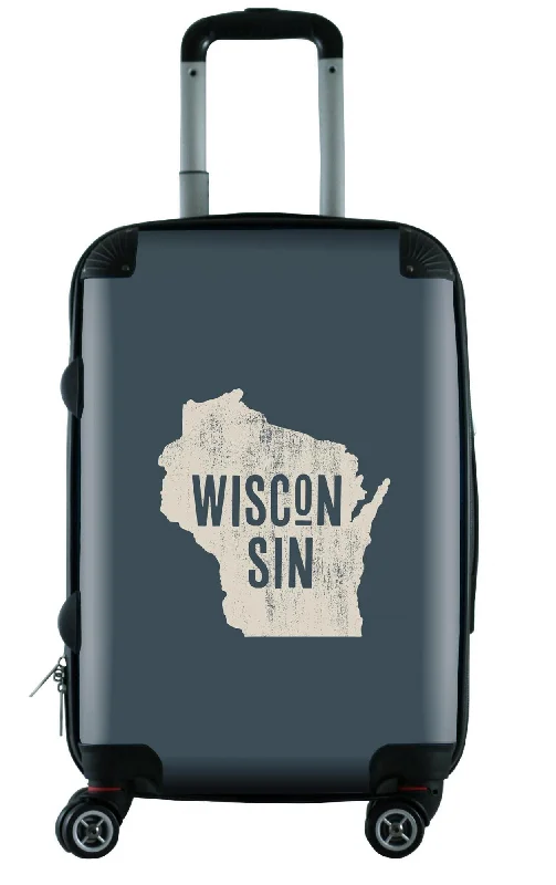 Suitcase with spinner wheels-suitcase for international travel-612 My Home State Wisconsin 20" Carry-On