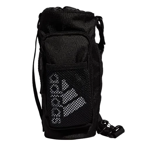 Crossbody with trendy details-adidas Hydration Crossbody Water Bottle Sling Bag, Black/White, One Size