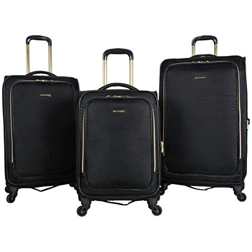 Suitcase for outdoor kits-light carry-on suitcase-Aimee Kestenberg Women'S Polyester Expandable 4-Wheel 3-Piece Luggage Set 20”, 24”, 28”, Black