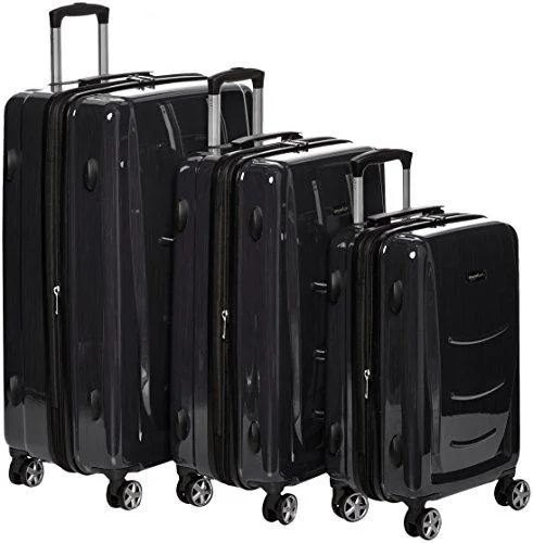 Suitcase for international travel-best suitcase-Amazonbasics Hardshell Spinner, 3 Piece Set - 20", 24", 28", Slate Grey