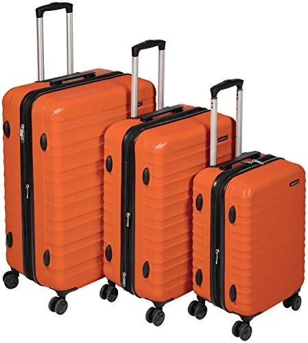 Suitcase with free straps-affordable hard-shell luggage-Amazonbasics Hardside Spinner Luggage - 3 Piece Set (20", 24", 28"), Burnt Orange