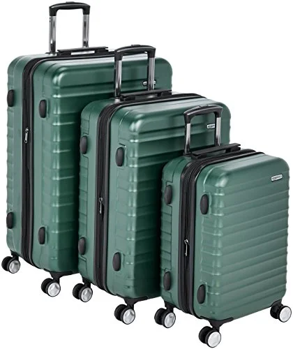 Suitcase with grid pattern-3-wheel suitcase-Amazonbasics Premium Hardside Spinner Luggage With Built-In Tsa Lock - 3-Piece Set (20", 24", 28"),