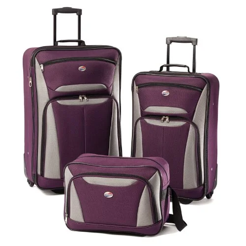 Suitcase for snow kits-suitcase for urban travel-American Tourister Luggage Fieldbrook Ii 3 Piece Set, Purple/Grey