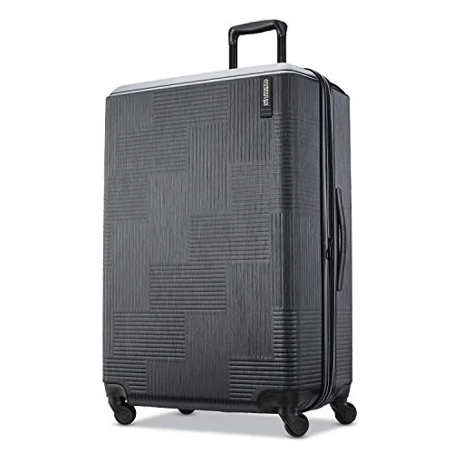 Suitcase for trail gear-cabin suitcase with wheels-American Tourister Stratum XLT Expandable Hardside Luggage with Spinner Wheels, Jet Black, Checked-Large 28-Inch