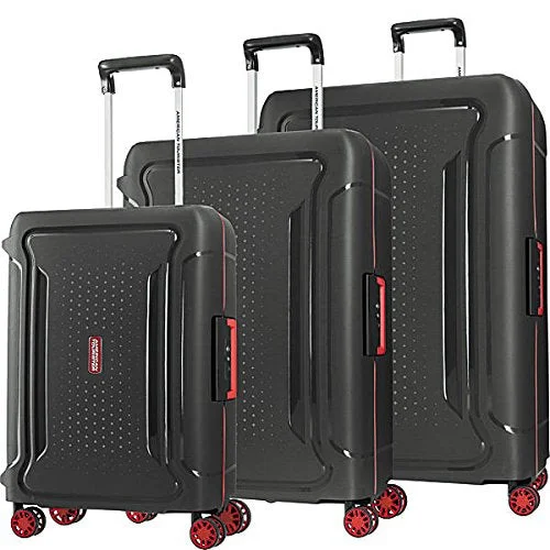 Suitcase with personal initials-high-tech suitcase-American Tourister Tribus 3Pc Set (20/25/29) Spinner, Black