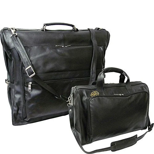 Suitcase for yoga kits-large business suitcase-Amerileather Leather Two Piece Set Traveler (Black)