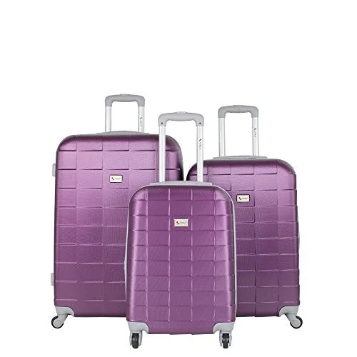 Suitcase for city needs-designer suitcase for travel-Amka Lightweight Abs Spinner Expandable Luggage Set, Grape, 3 Piece