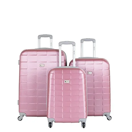 Suitcase for city needs-designer suitcase for travel-Amka Lightweight Abs Spinner Expandable Luggage Set, Mauve, 3 Piece