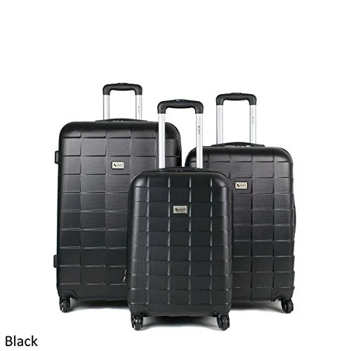 Suitcase with mesh lining-luxury cabin travel suitcase-Amka Palette Hardside 3-Piece Expandable Spinner Upright Luggage Set, Black