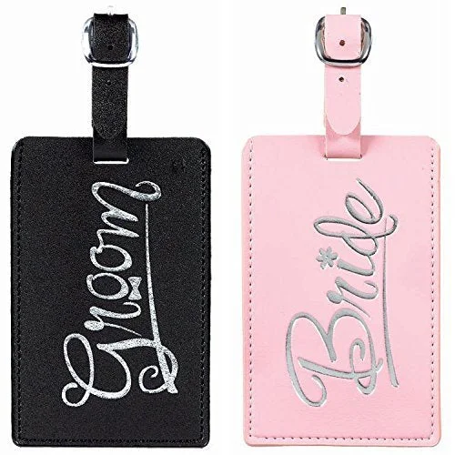 Suitcase with lockable zippers-durable business suitcase-Amscan Just Married Luggage Tags Bridal Shower Party Novelty Favors, 4-1/4 X 2-3/4", Black/Pink,