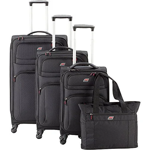 Suitcase with fine seams-best suitcase for international travel-Andare Buenos Aires 4-Piece Luggage Set (Black)