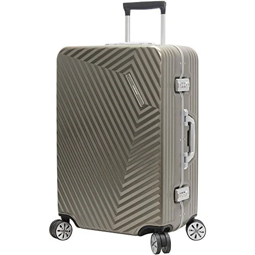 Suitcase for skincare products-four-wheel hard-shell suitcase-Andiamo Elegante Suitcase with Built-in TSA Lock - Zipperless 24 Inch Hardside Checked Bag- Lightweight (ABS+PC) Luggage With 8-Rolling Spinner Wheels (Gold)