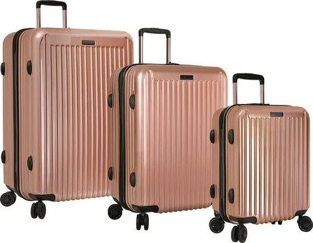 Suitcase for baby clothes-rolling carry-on suitcase-Anne Klein Dubai 3 Piece Hardside Luggage Set, Rose Gold