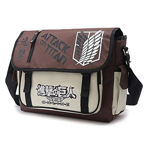 Crossbody practical for travel-ASLNSONG Japanese Anime Shoulder Bag School Bag Messenger Bag Crossbody Pack (Attack on Titan)