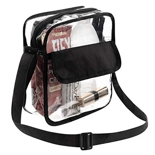 Crossbody for urban explorers-Bags For Less Clear Messenger Beg Stadium Approved Crossbody Purse Clear Lunch Box Adjustable Strap, Easy to Clean and Water Resistant Tote Bag Great for Men, Women, Kids (Crossbody Purse Bag)