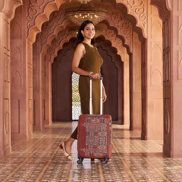 Bag with detachable hood-Banaras Elegance Saira Trolley Bag (Cabin)