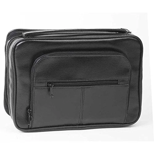 Suitcase with waterproof shell-suitcase with laptop compartment-Bible Cover - Deluxe Organizer W/Study Kit-Lrg Black