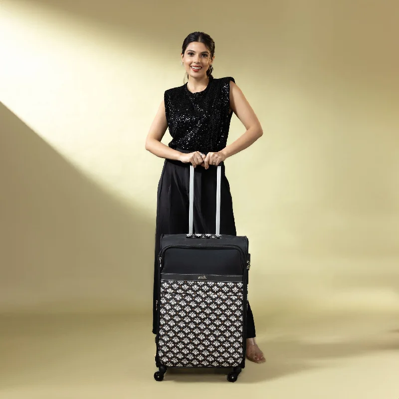 Bag with load stabilizers-Bidri Kaiser Avasa Trolley Bag (Black)